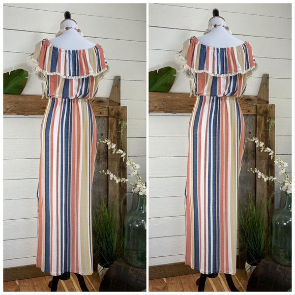 NWT Super Soft Striped with Fringe Maxi Dr… - Picture 4 of 12